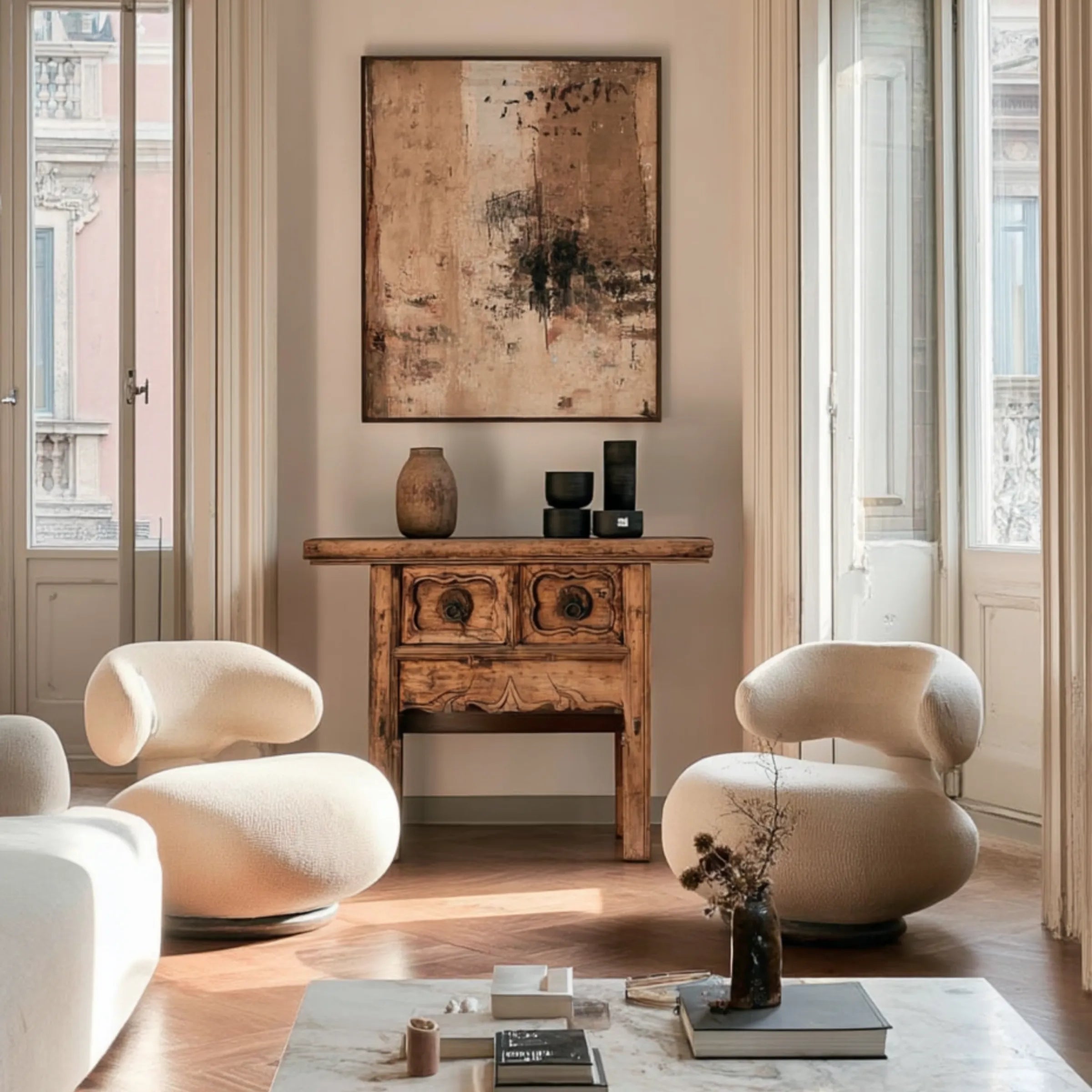 Huojia - Petite console chinoise vintage en orme n°2