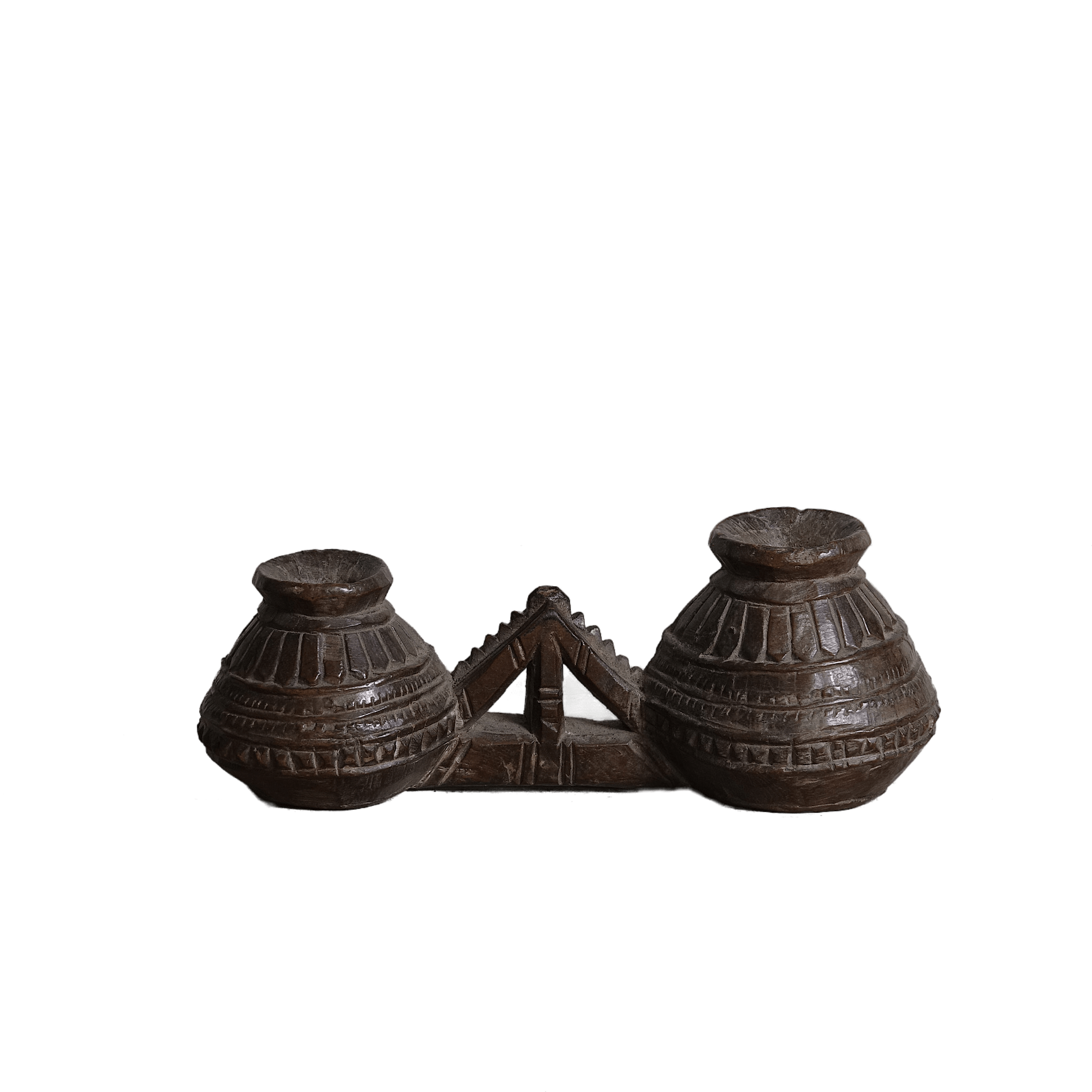 Amboto - Double encrier en bois ancien n°1