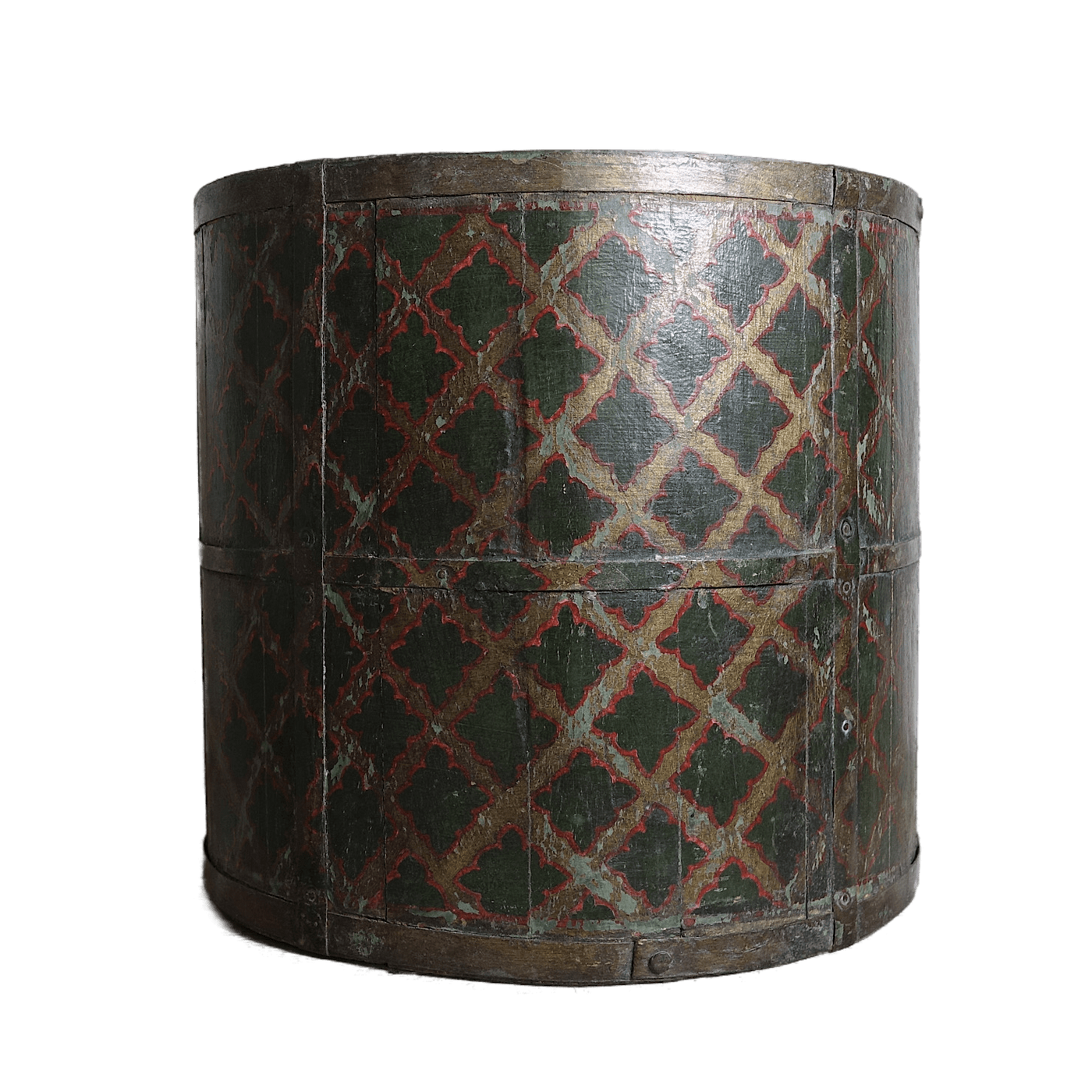 Pyala - Large old wooden pot painted by hand n ° 7