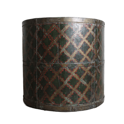 Pyala - Large old wooden pot painted by hand n ° 7