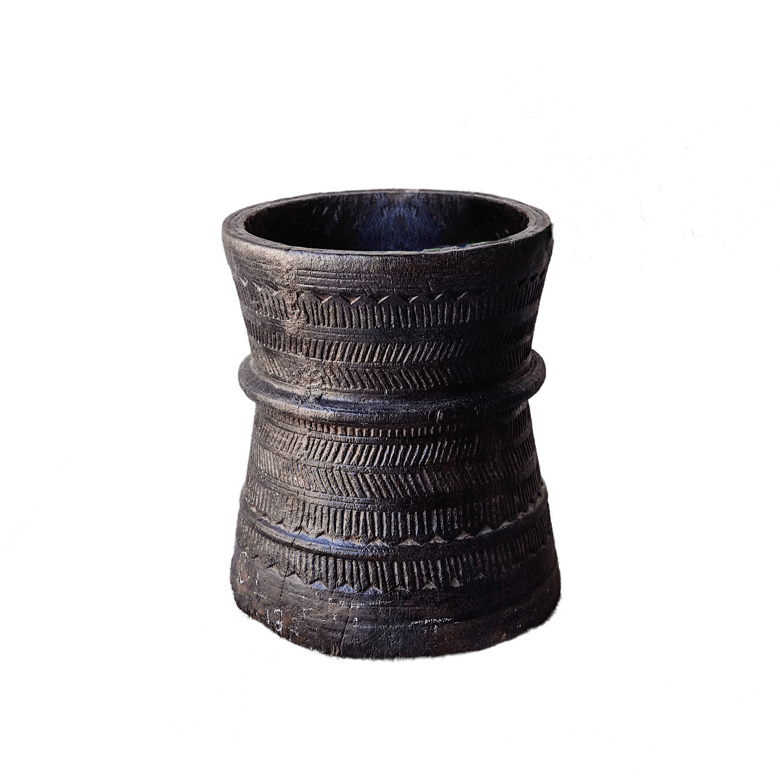 Chokha - Pot gravé en bois n°1