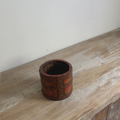 Pyala - Pot ancien en bois peint à la main n°3