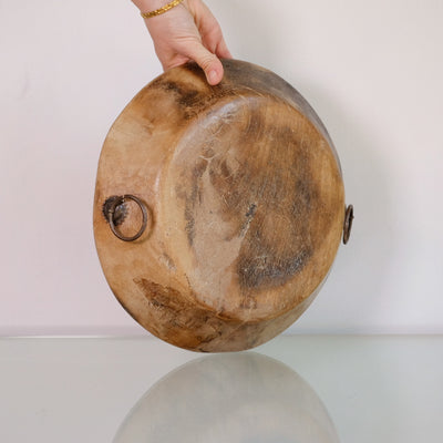 Katora n ° 2 - old wooden basket and bone inlays (wax finish)