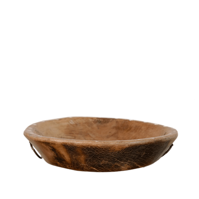 Katora n°2 - Corbeille en bois ancien et incrustations en os (finition cire)