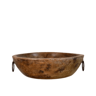 Katora n ° 3 - old wooden basket and bone inlays (wax finish)