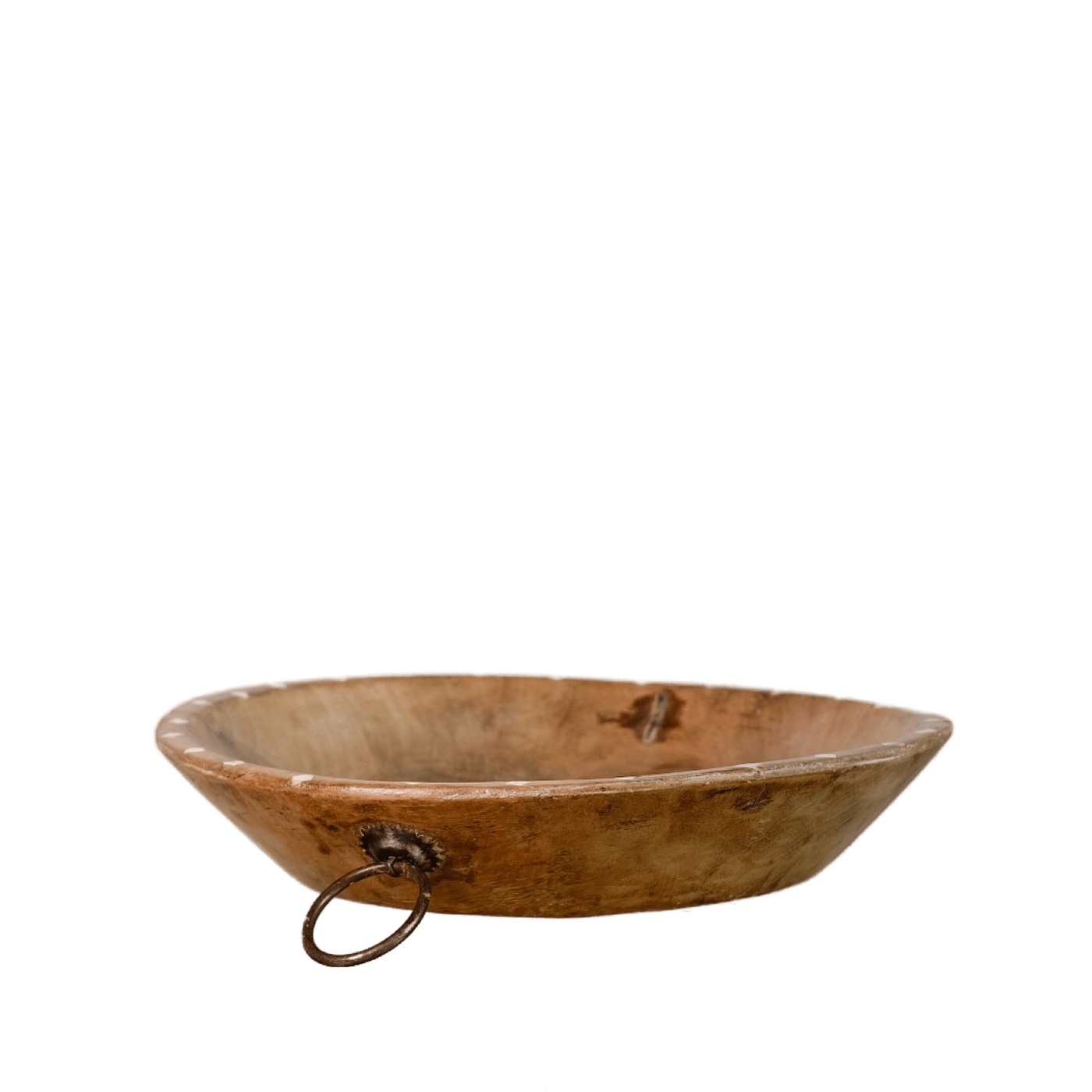 Katora n ° 6 - old wooden basket and bone inlays (wax finish)