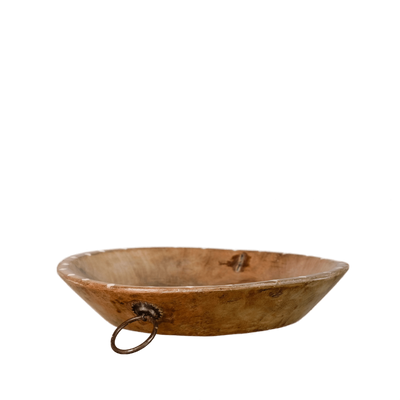 Katora n ° 6 - old wooden basket and bone inlays (wax finish)